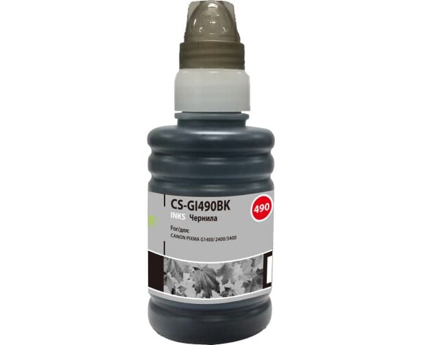 Чернила Cactus CS-GI490 BK GI-490 черный пигментный 100мл для Canon Pixma G1400/G2400/G3400