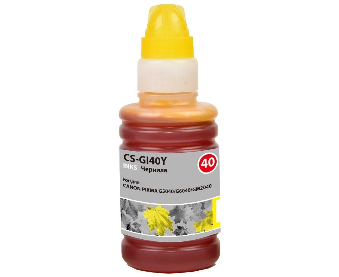 Чернила Cactus CS-GI40 Y GI-40 желтый 70мл для Canon Pixma G5040/G6040/GM2040