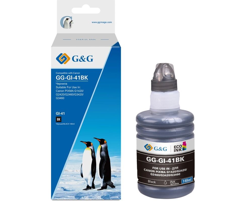 Чернила G&G GG-GI-41 BK черный 140мл для Canon Pixma G1420/G1430/G2420/G2430/G2460/G3420