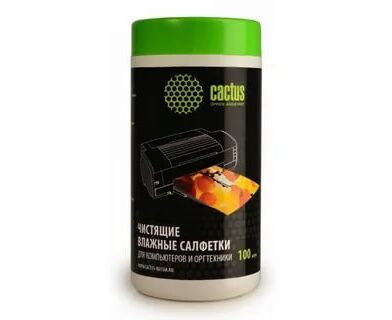 Салфетки Cactus CS-T1002 для компьютеров и оргтехники туба 100шт влажных