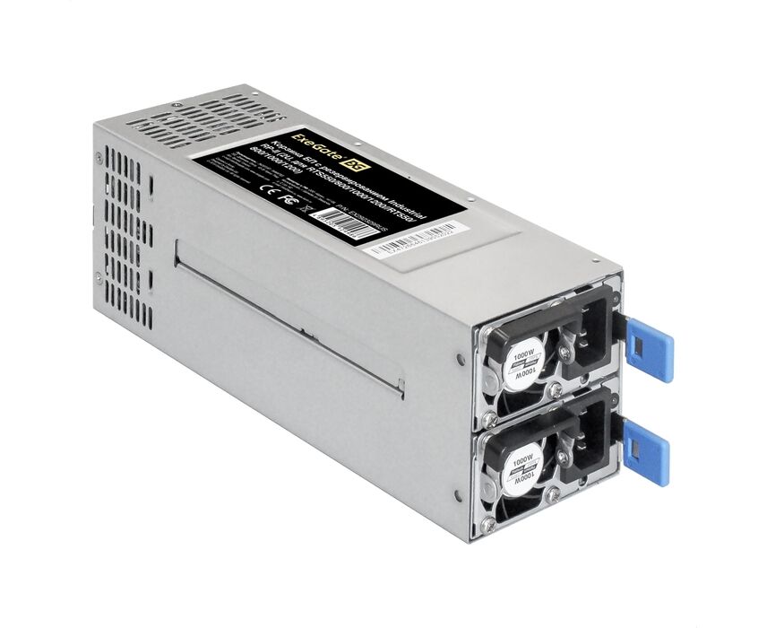 Блок питания Exe Gate с резервированием 2 U Redundant 2x1000 W EX292323 RUS Industrial-RTS1000 APFC, КПД 94% (80 PLUS Platinum), 4 cm fan, 24pin, 2x(4+4)