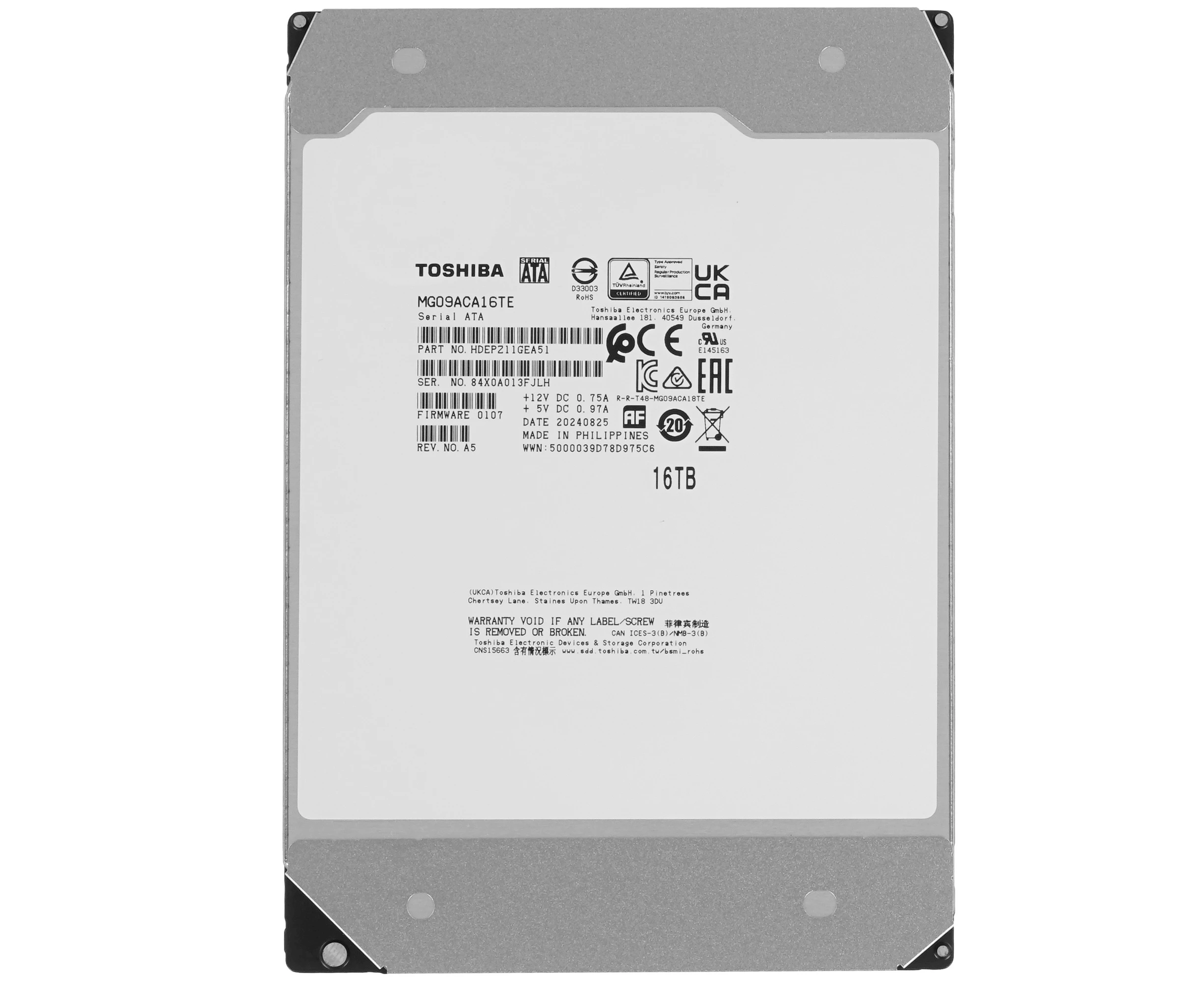 HDD Toshiba Enterprise MG09 ACA16 TE 3.5" SATA 16 TB, 7200 rpm, 512 MB buffer, 1 year