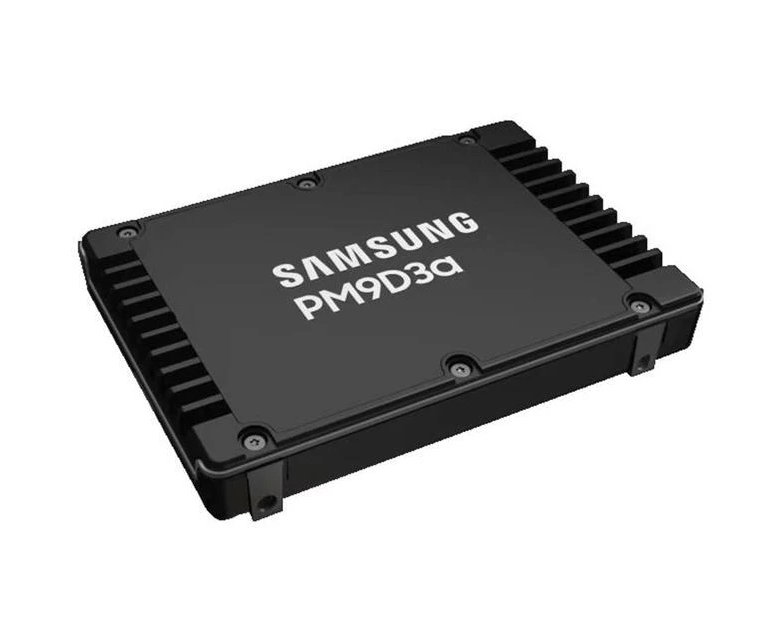 SSD Samsung PM9 D3a (MZWL6960 HFJA-00 AW7) 960 GB U.3(2.5" 15mm), NV Me, PC Ie 5.0x4, 3 D TLC, R/W 12000/1600 MB/s, IO Ps 1