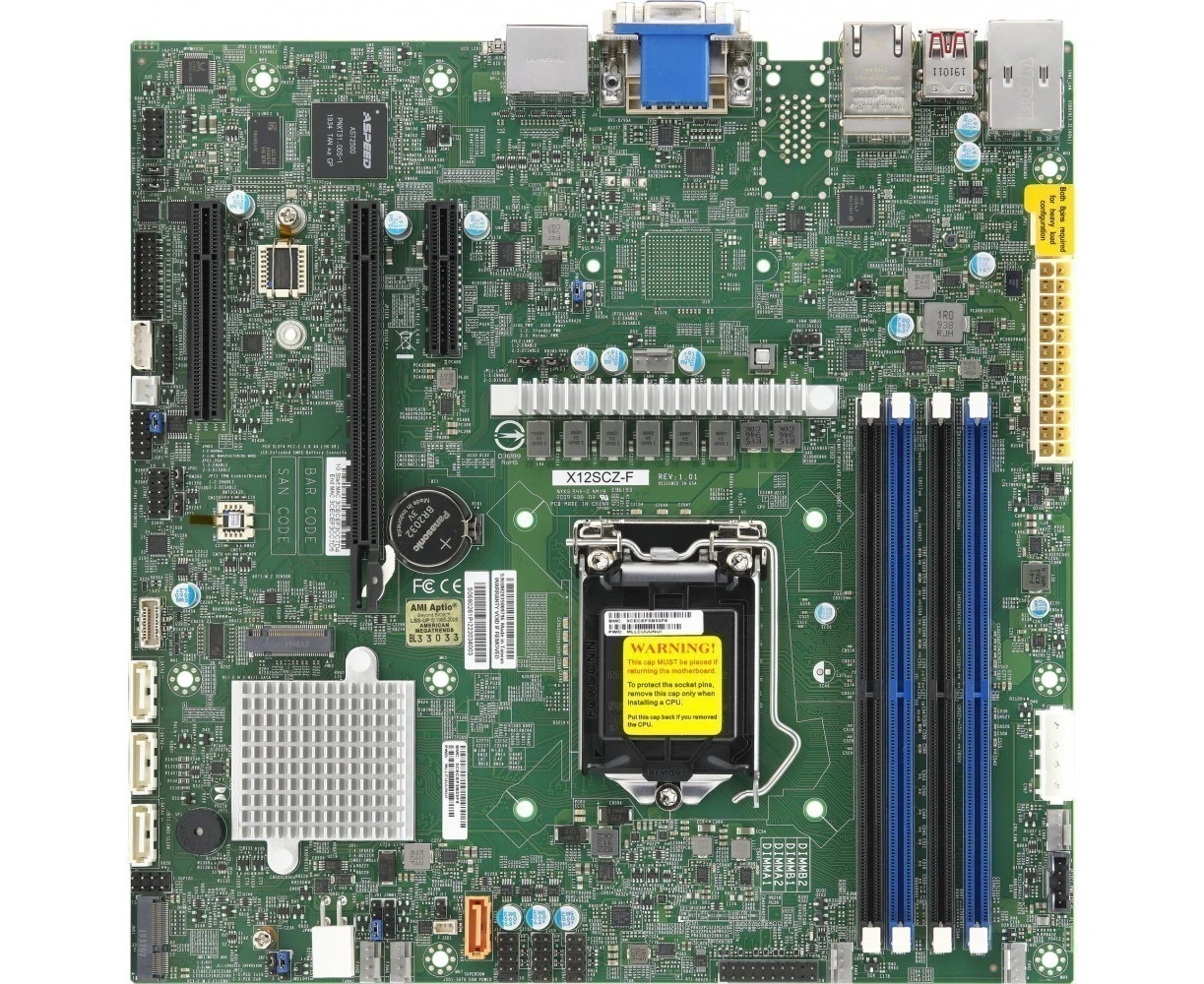 Материнская плата Supermicro MBD-X12 SCZ-F-O (Soc-1200 i W480 m ATX 4x DDR4 4x SATA3 SATA RAID Eth) Ret