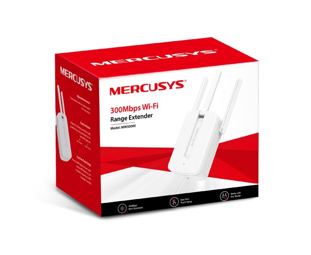 MERCUSYS MW300 RE, Wi-Fi Усилитель универсальный, 300 Mbps, 2.4 G Hz, 802.11n/g/b, 2 антенны 5 d Bi