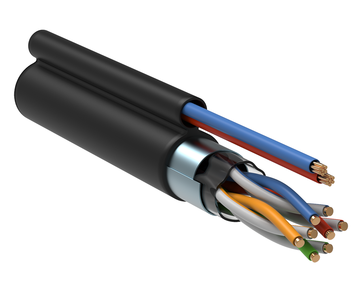 Кабель информационный ITK LC3-C5 E04-379 F/UTP кат.5 E 4х 2х 24 AWG solid LDPE + кабель питания 2х 0,75мм 2 305м черный