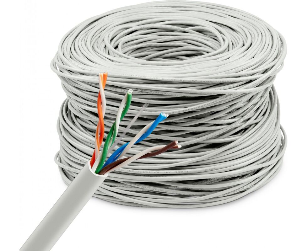 Кабель сетевой Buro BU-CCA-050 UTP 4 пары cat5 E solid 0.50мм CCA 305м серый