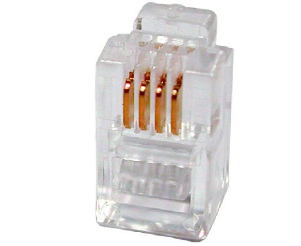 Коннектор LANMASTER (TWT-PL12-6 P4 C/100) RJ12 д/кабеля 4-ех контактный, 100 шт.