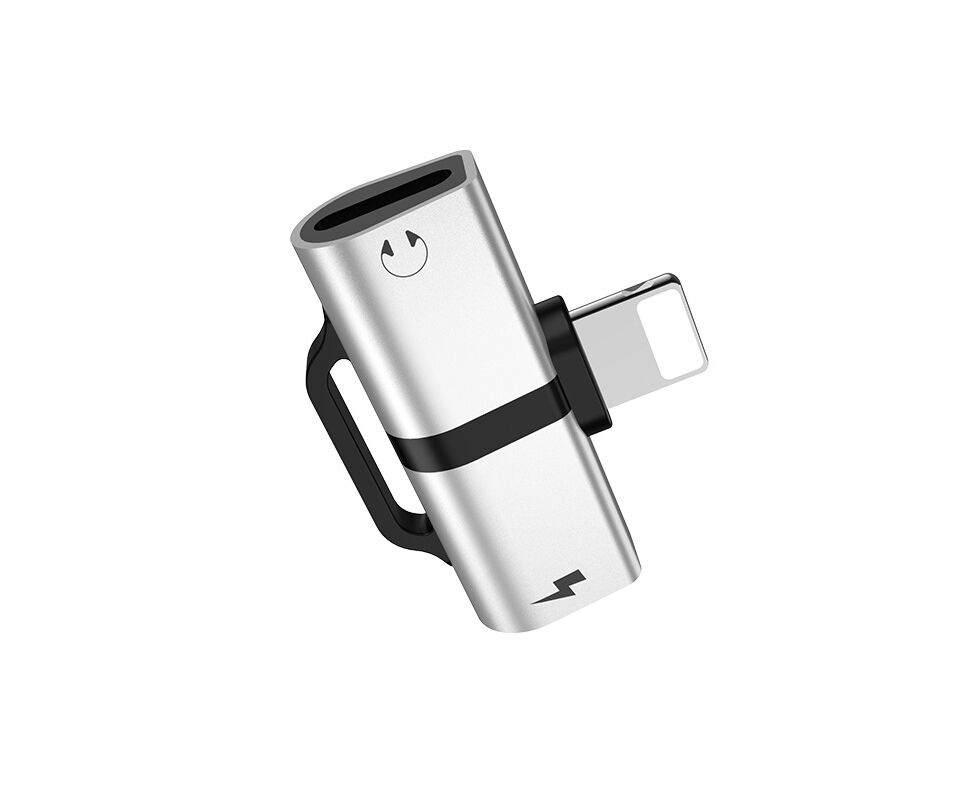 Адаптер audio для Lightning 8-pin Hoco LS20 (Silver)