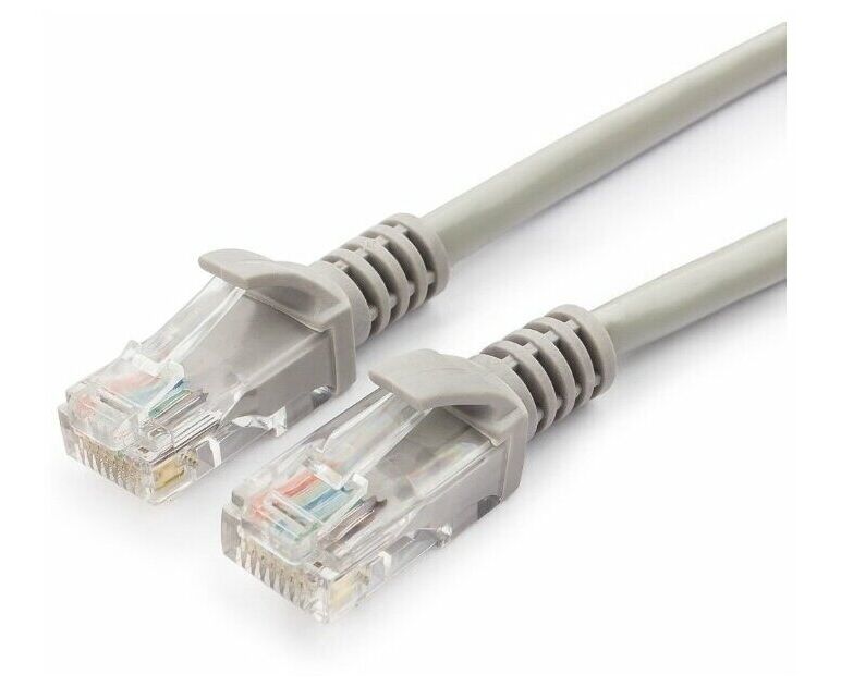 Патч-корд UTP5e, 5 м, литой, многожильный, биметалл CCA, 26 AWG, PVC, серый, CABLEXPERT PP12-5 M