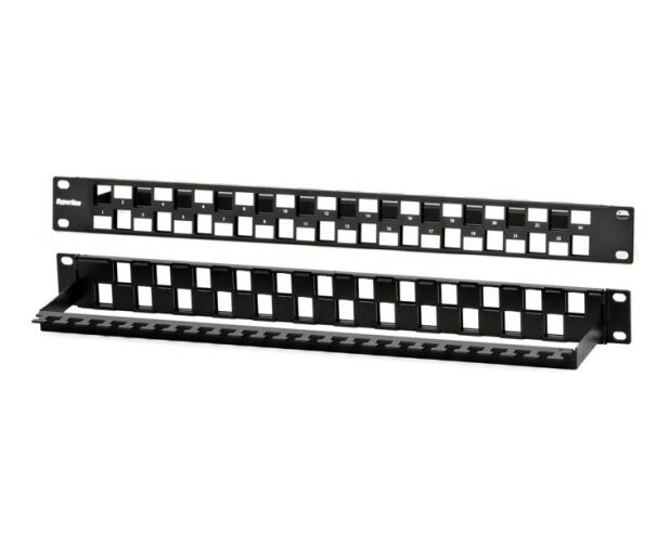 Патч-панель Hyperline PPBL3-19-24 S-RM в шкаф 19" 1 U, порты 24, органайзер, 19", 24 порта, Flat Type, 1 U, для модулей Keystone Jack