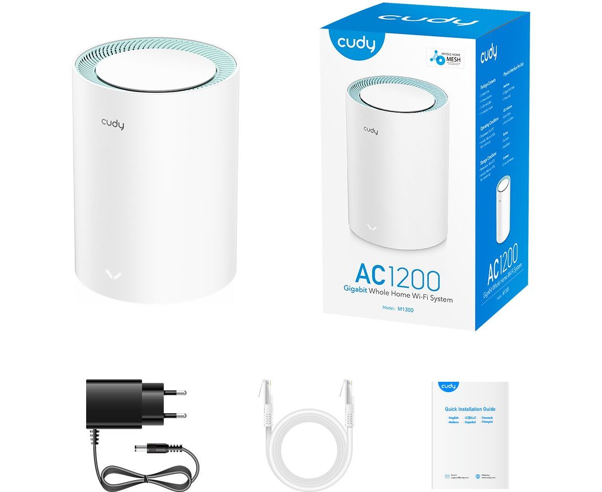 Бесшовный Mesh роутер Cudy M1300 (1-Pack) AC1200 10/100/1000 BASE-TX белый