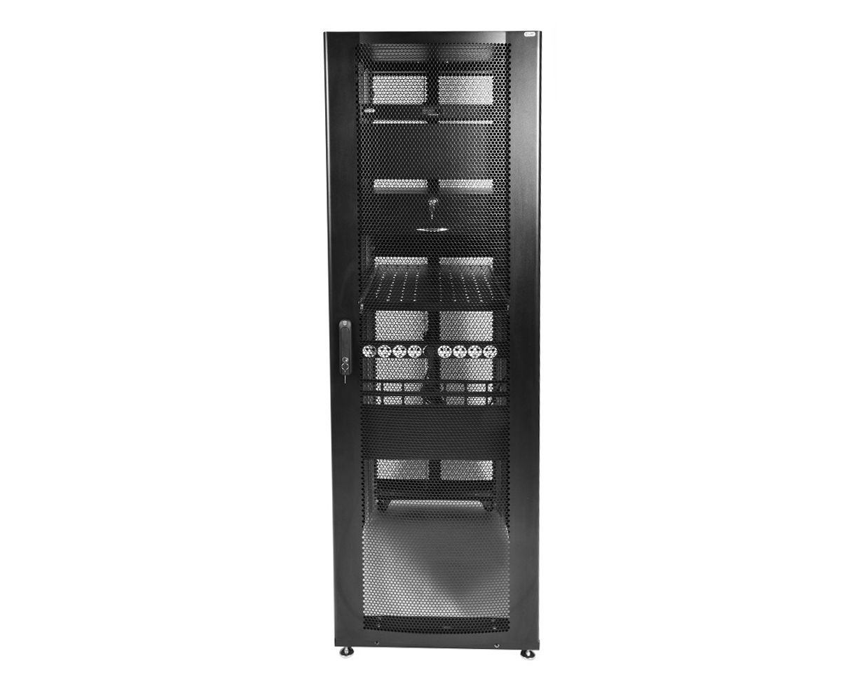 Шкаф серверный ЦМО ШТК-СП-42.8.12-44 АА-9005 42 U 800x1200мм пер.дв.перфор. 2 бок.пан. 1350кг черный