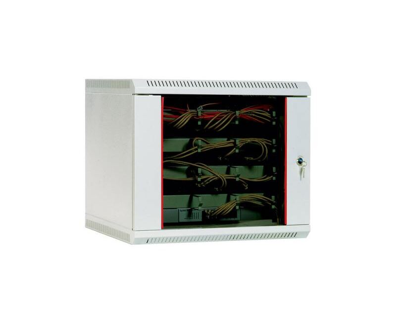 Шкаф коммутационный ЦМО ШРН-15.650 15 U 600x650мм пер.дв.стекл несъемн.бок.пан. 50кг серый