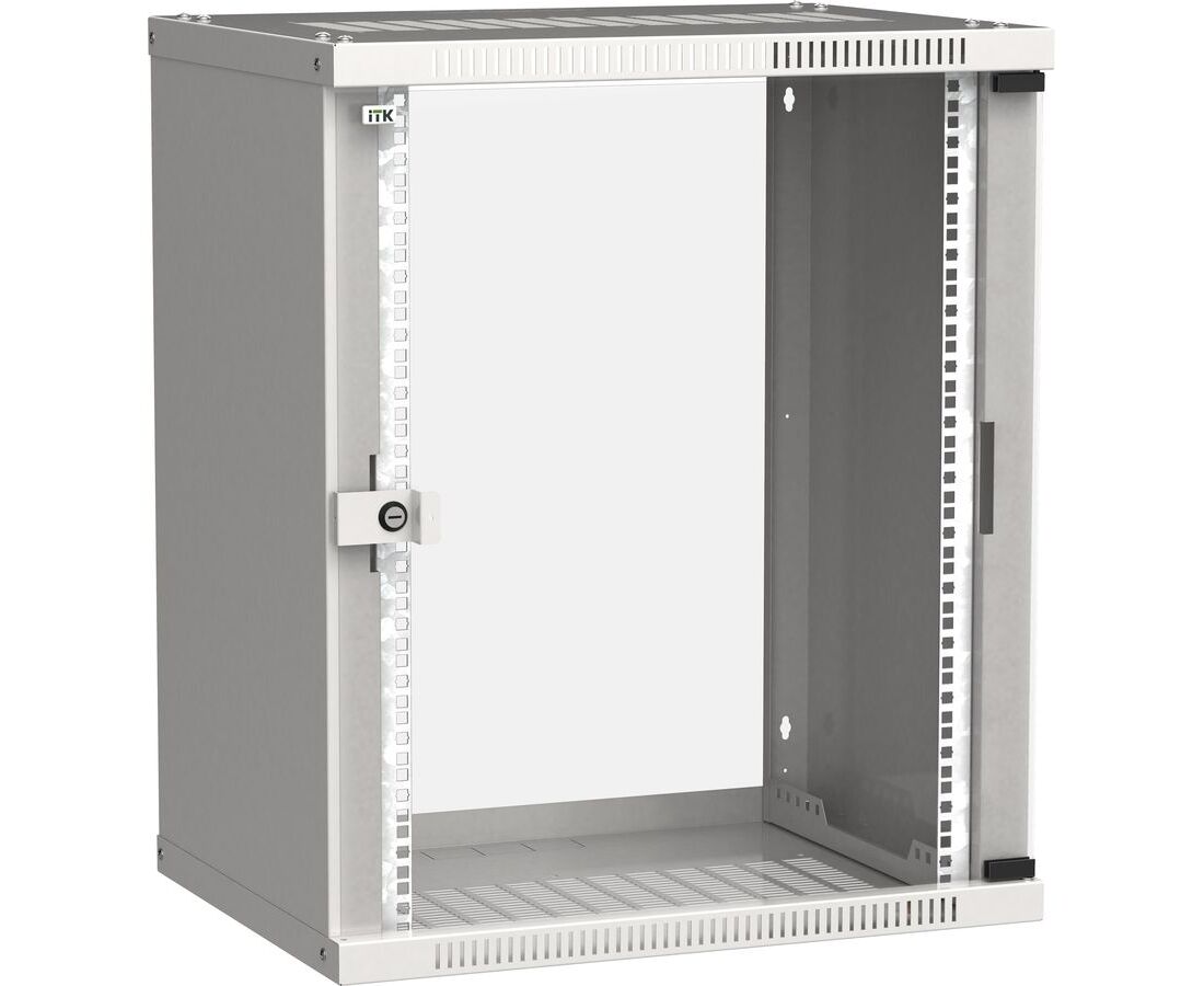 Шкаф коммутационный ITK Linea WE (LWE3-15 U64-GF) настенный 15 U 600x450мм пер.дв.стекл серый сталь