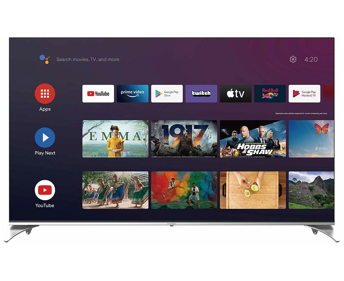 55" Телевизор Hyundai H-LED55 QBU7500 черный QLED 3840x2160, 4 K Ultra HD, 60 Гц, Wi-Fi, Smart TV, Android TV