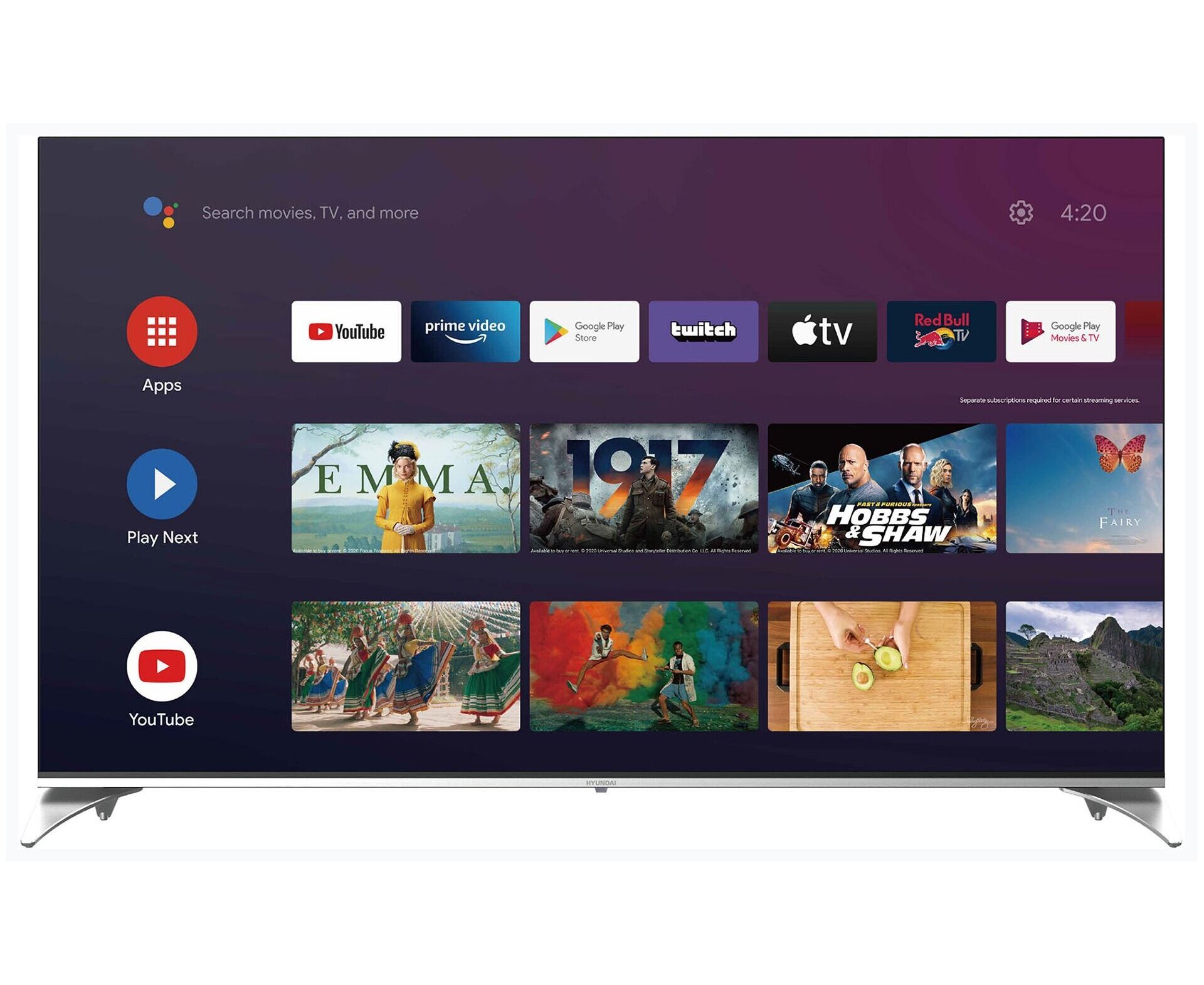 50" Телевизор Hyundai H-LED50 QBU7500 черный QLED 3840x2160, 4 K Ultra HD, 60 Гц, Wi-Fi, Smart TV, Android TV