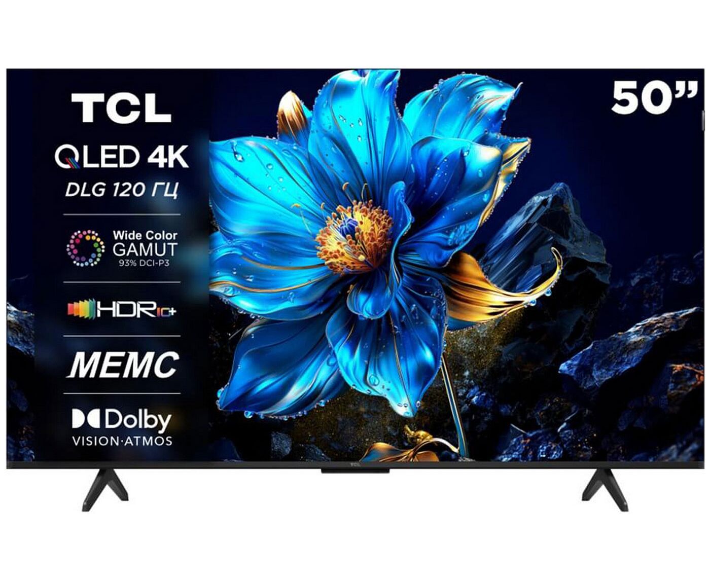 50" Телевизор TCL 50 P7 K черный QLED 3840x2160, 4 K Ultra HD, 60 Гц, Wi-Fi, Smart TV, Google TV