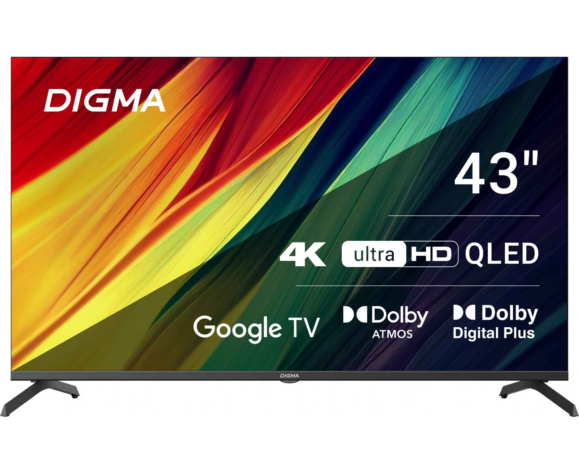 43" Телевизор Digma DM-LED43 UQB31 черный QLED 3840x2160, 4 K Ultra HD, 60 Гц, Wi-Fi, Smart TV, Google TV
