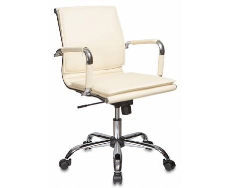 Кресло руководителя Бюрократ CH-993-LOW/IVORY низкая спинка слоновая кость искусственная кожа крестовина хром