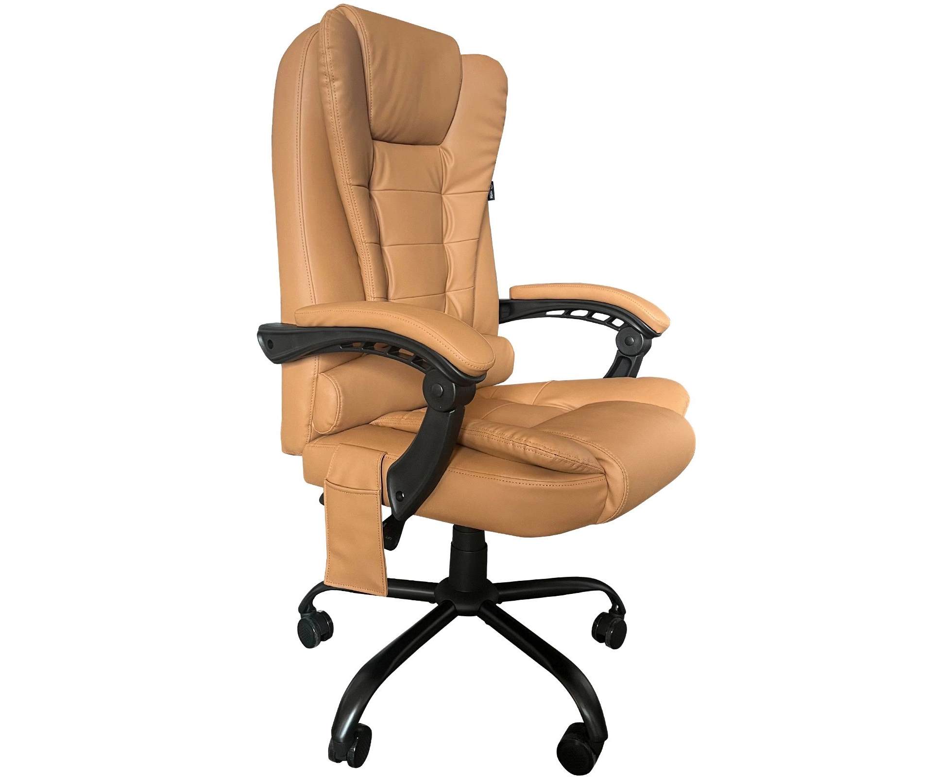 Кресло Cactus CS-CHR-OC05 M-BR с вибромассажем бежевый эко кожа с подголов. крестовина