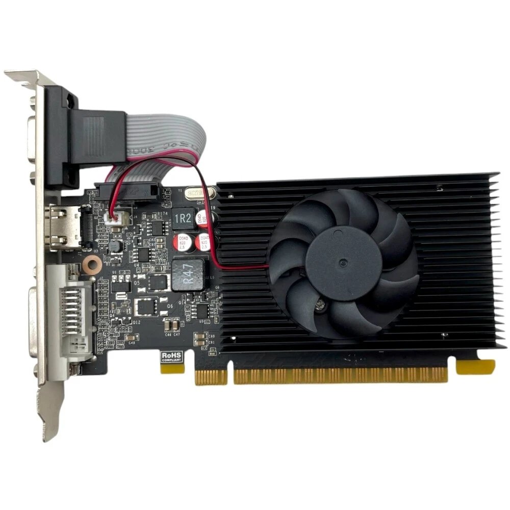 Видеокарта CBR GT710 2Gb (VGA-STX710-2G-RTL) DDR3, 64bit, 954Mhz, 1*HDMI + 1*DVI + 1*VGA, 29W, Ret
