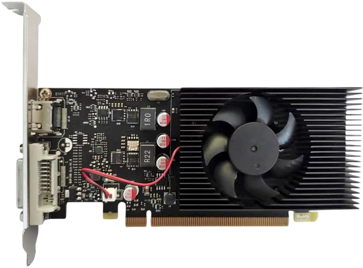 Видеокарта CBR GT1030 2Gb (VGA-STX1030-2G-HDMI+DP-RTL) GDDR5, 64bit, 1228-1468Mhz, 1*HDMI + 1*DP, 30W, Ret