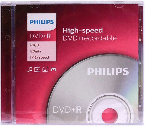 Диск DVD+R Philips DR4S6S01F/97 4.7Gb, 16x, Slim Case (1)