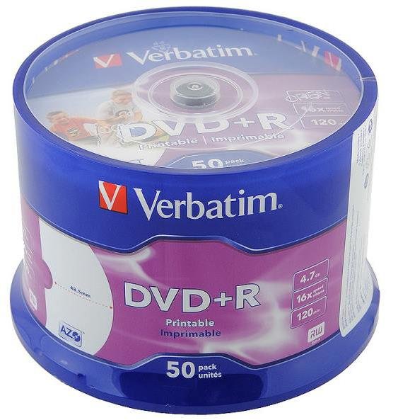 Диск DVD+R Verbatim 4.7Gb 16x Cake Box (50шт) 43550