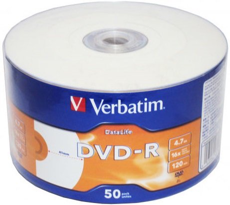 Диск DVD-R Verbatim 4.7Gb 16x bulk (50шт) Printable (43793)