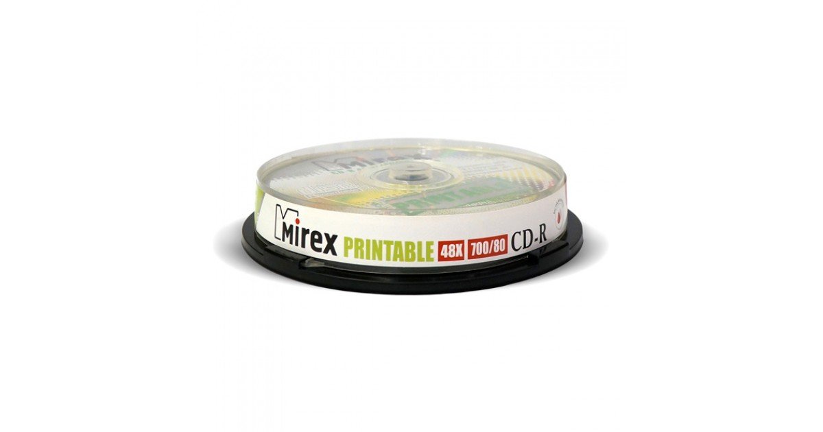 Диск CD-R Mirex 700 Mb, 48х, Cake Box (10), Ink Printable
