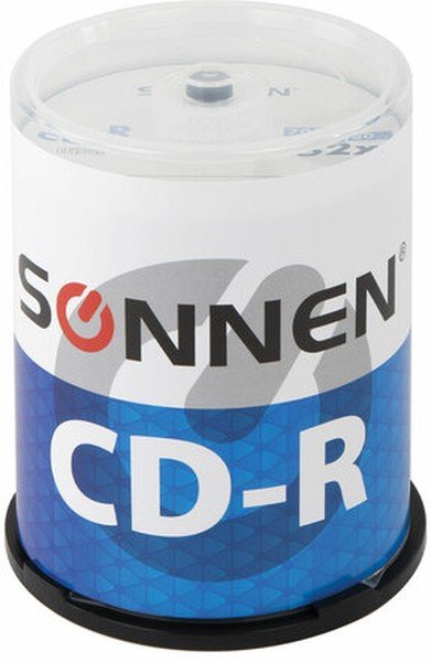 Диск CD-R SONNEN 513533, 700Mb, 52x, Cake Box (упаковка на шпиле) 100шт