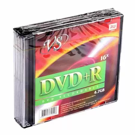 Диск DVD+R VS (VSDVDPRSL501) 4.7 Gb, 16x, Slim Case (5), (5/200)