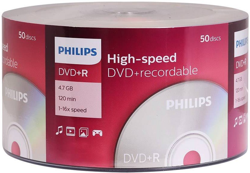 Диск DVD+R Philips DR4S6B50F/97 4.7Gb, 16x, Cake Box (50)