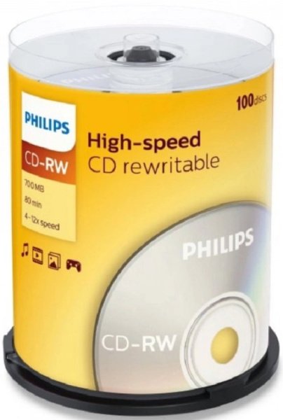Диск CD-RW Philips CW7D2NB00/97 700Mb, 12х, Cake Box (100)