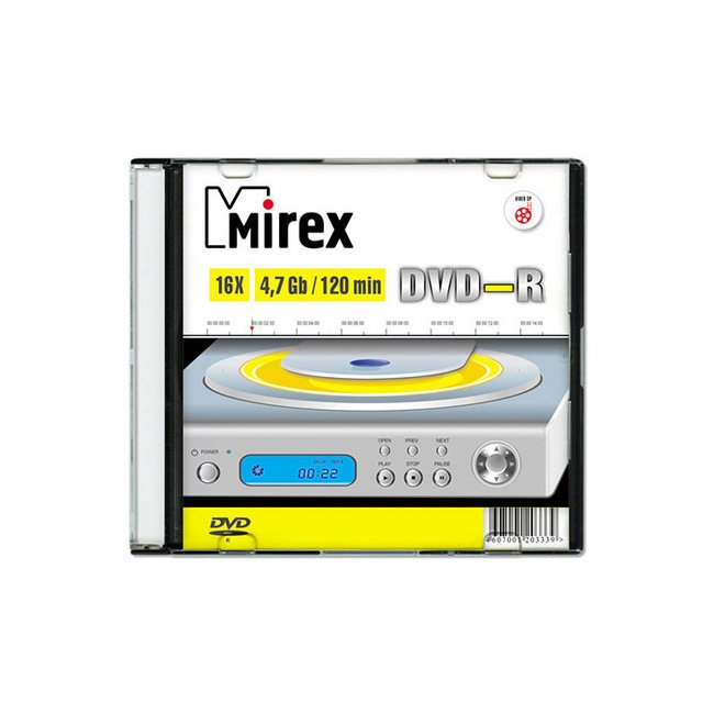 Диск DVD-R Mirex 4.7 Gb, 16x, Slim Case (1)