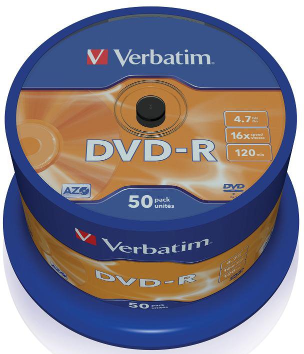 Диск DVD-R Verbatim 4.7Gb 16x Cake Box (50шт) 43548