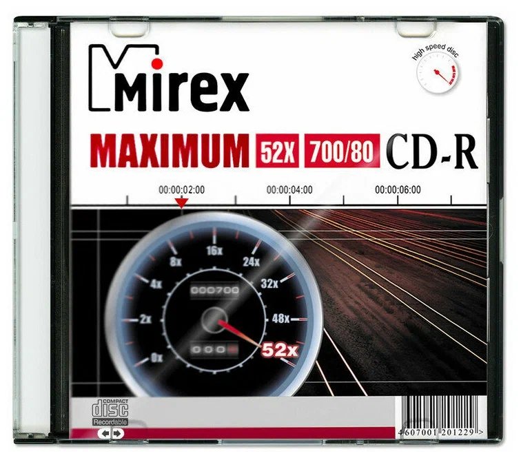 Диск CD-R Mirex (UL120052A8S) 700 Mb, 52х, Maximum, Slim Case (1), (1/200)