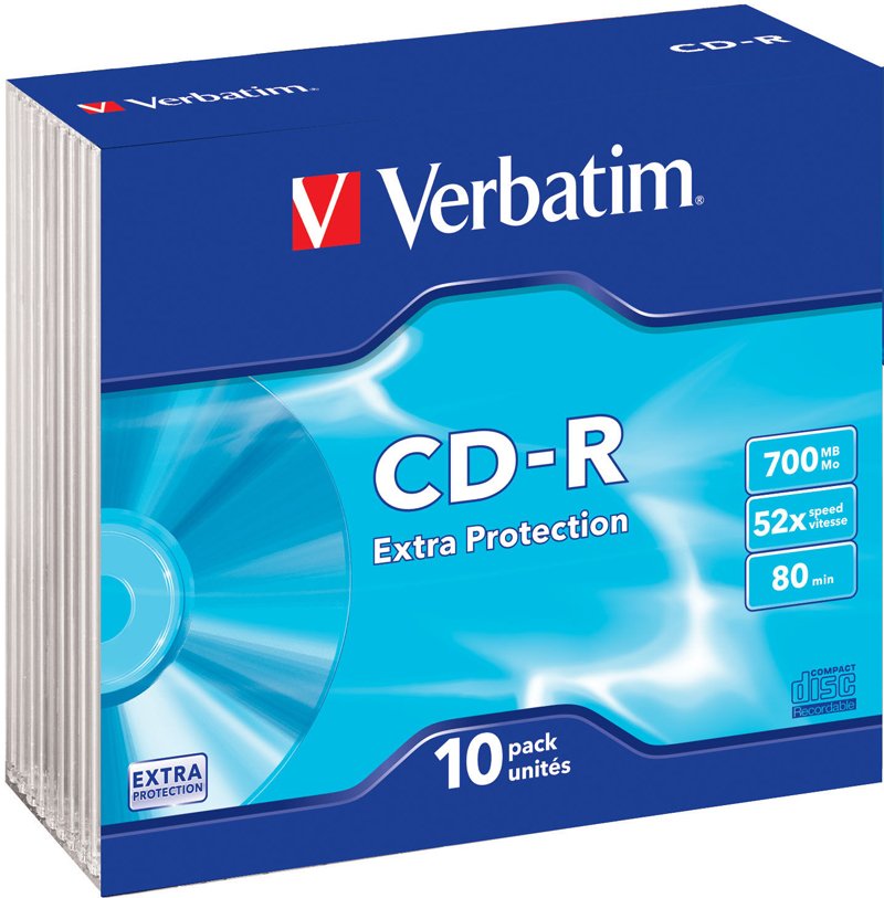 Диск CD-R Verbatim 700Mb 52x DataLife Slim (10 шт.) 43415
