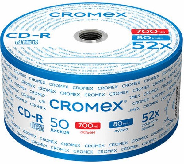 Диск CD-R CROMEX 513773, 700Mb, 52x, Bulk (термоусадка без шпиля) 50шт
