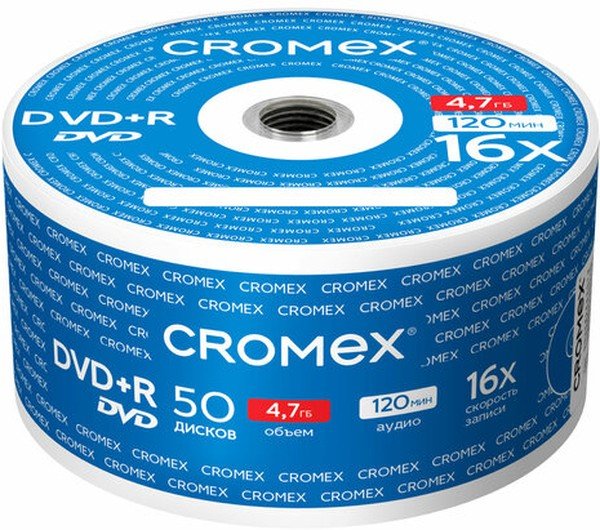 Диск DVD+R CROMEX 513774, 4,7Gb, 16x, Bulk (термоусадка без шпиля) 50шт
