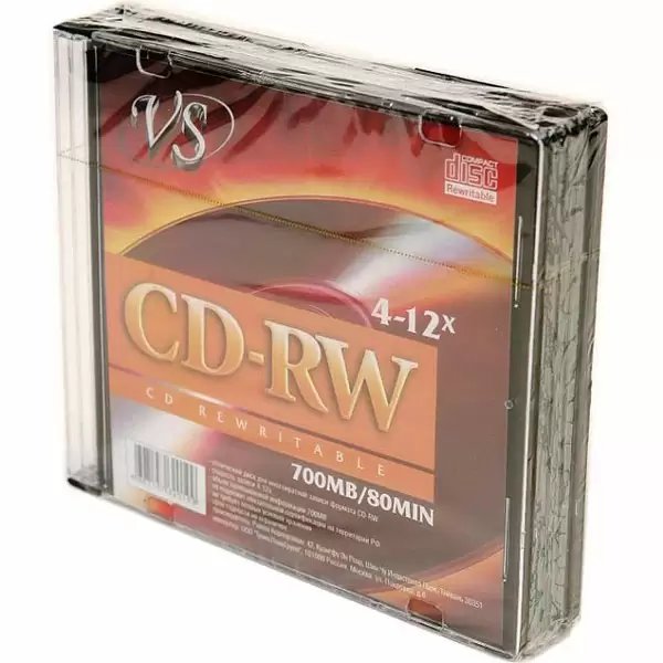 Диск CD-RW VS (VSCDRWSL501) 700 Mb, 12x, Slim Case (5), (5/200)