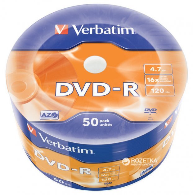 VERBATIM DVD-R 4,7Gb 16x Wrap 50 pcs 43788