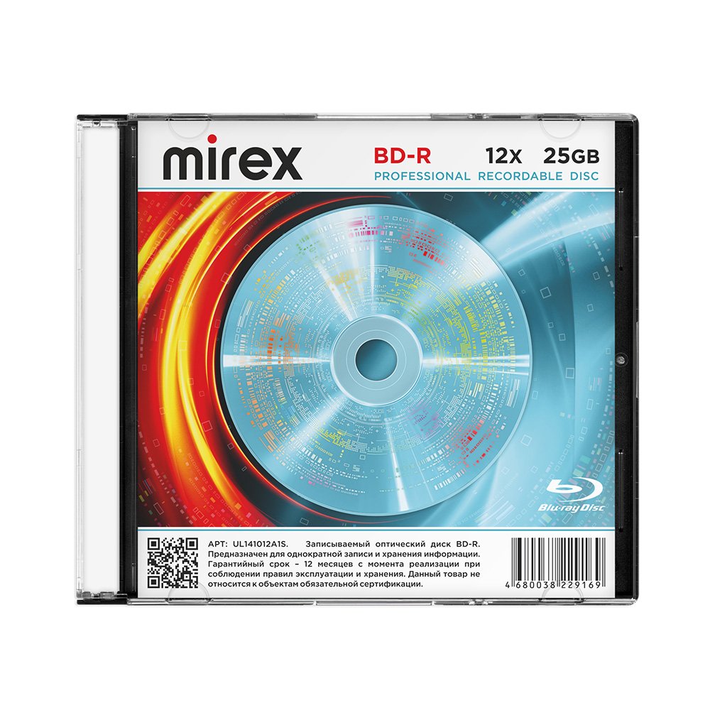 Диск MIREX BD-R 12X 25GB  Slim case (1/50)