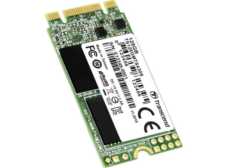 Твердотельный диск 128GB Transcend MTS430, M.2 2242, SATA, 3D TLC, with DRAM [R/W - 560/480 MB/s]