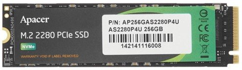 SSD Apacer  256 Gb AS2280P4U (AP256GAS2280P4U-1), M.2, PCIe Gen3 x4, NVMe, 3500/3000 MB/s