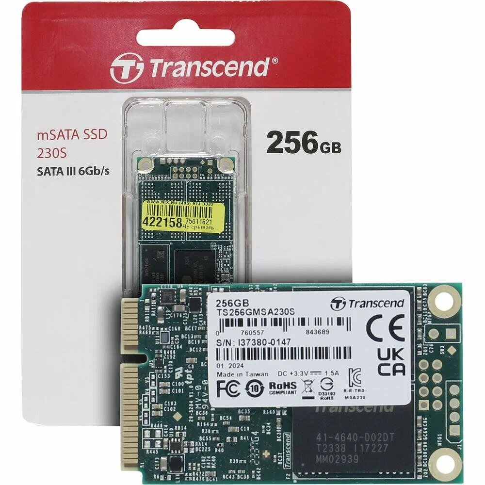 SSD Transcend MSA230S TS256GMSA230S 256GB, mSATA, SATA III, 3D TLC R/W - 560/500 MB/s