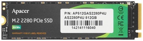 SSD Apacer AS2280P4U (AP512GAS2280P4U-1) 512Gb M.2 PCIe Gen3x4, R3500/W2300 Mb/s, MTBF 1.8M, 3D NAND, NVMe, Retail