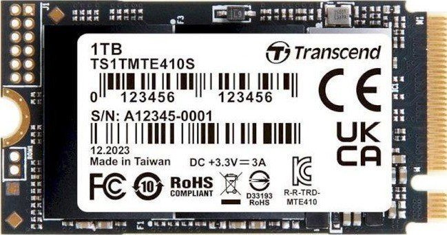 SSD Transcend MTE410S (TS1TMTE410S) 1TB, 3D TLC NAND, M.2 2280,PCIe Gen3x4, DRAM-less
