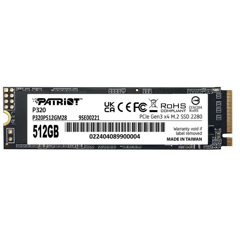 SSD Patriot P320 P320P512GM28 512ГБ, M.2 2280, PCIe 3.0 x4, NVMe, M.2